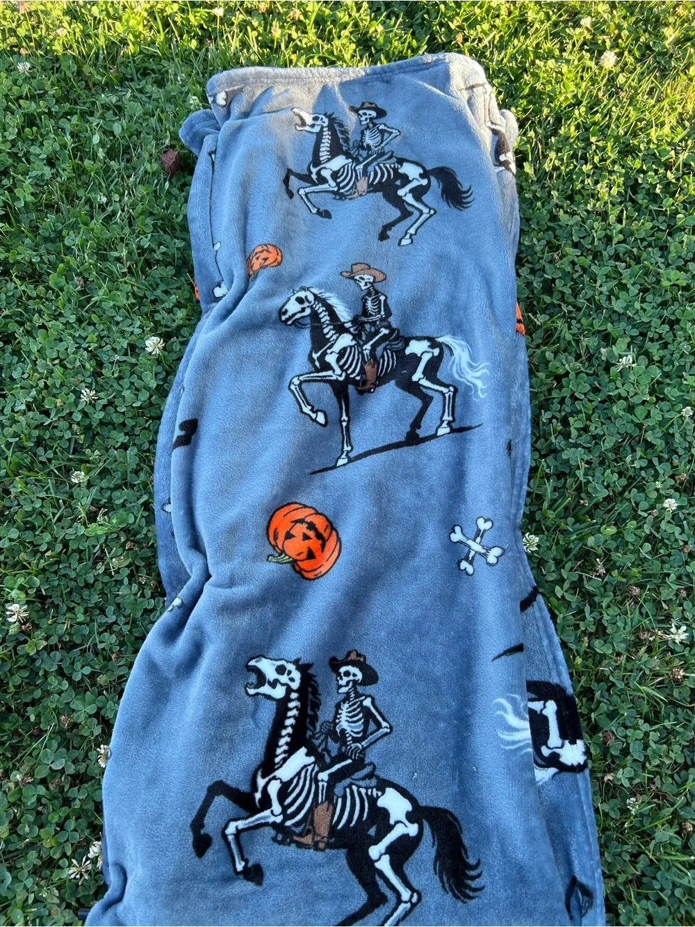 Wrangler Oversized Ultra Plush Throw Blanket Skeleton Cowboy Halloween 60x70